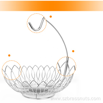 Stainless Steel Wire Fruit Basket With Banana Stand